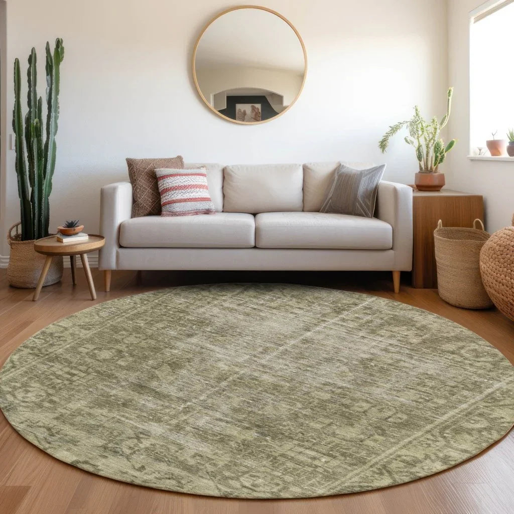 LOOMLAN Rugs Delaura Green Washable Indoor-Outdoor Rug