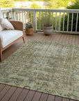 LOOMLAN Rugs Delaura Green Washable Indoor-Outdoor Rug