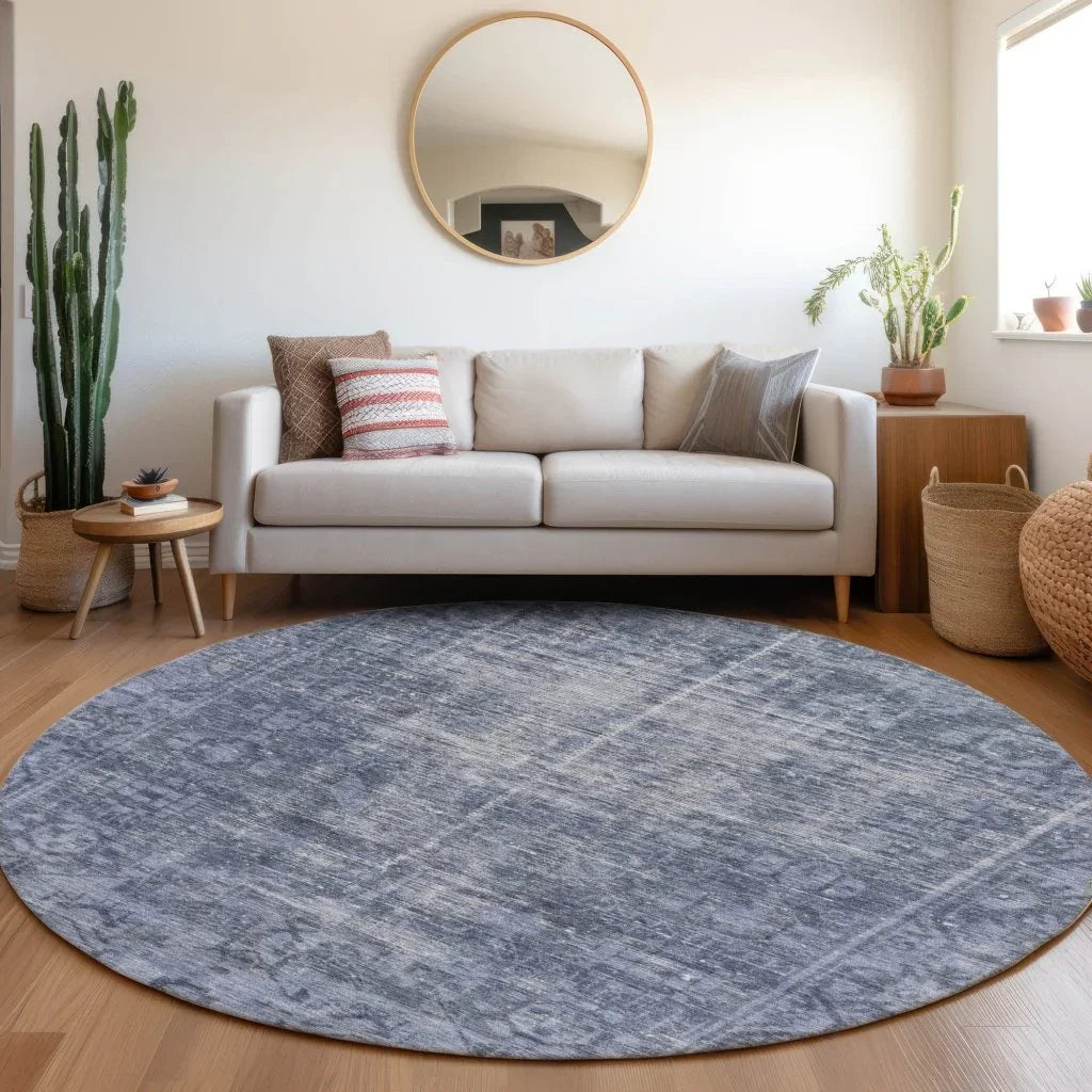 LOOMLAN Rugs Delaura Navy Washable Indoor-Outdoor Rug