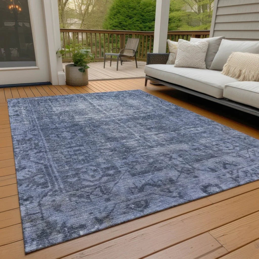 LOOMLAN Rugs Delaura Navy Washable Indoor-Outdoor Rug