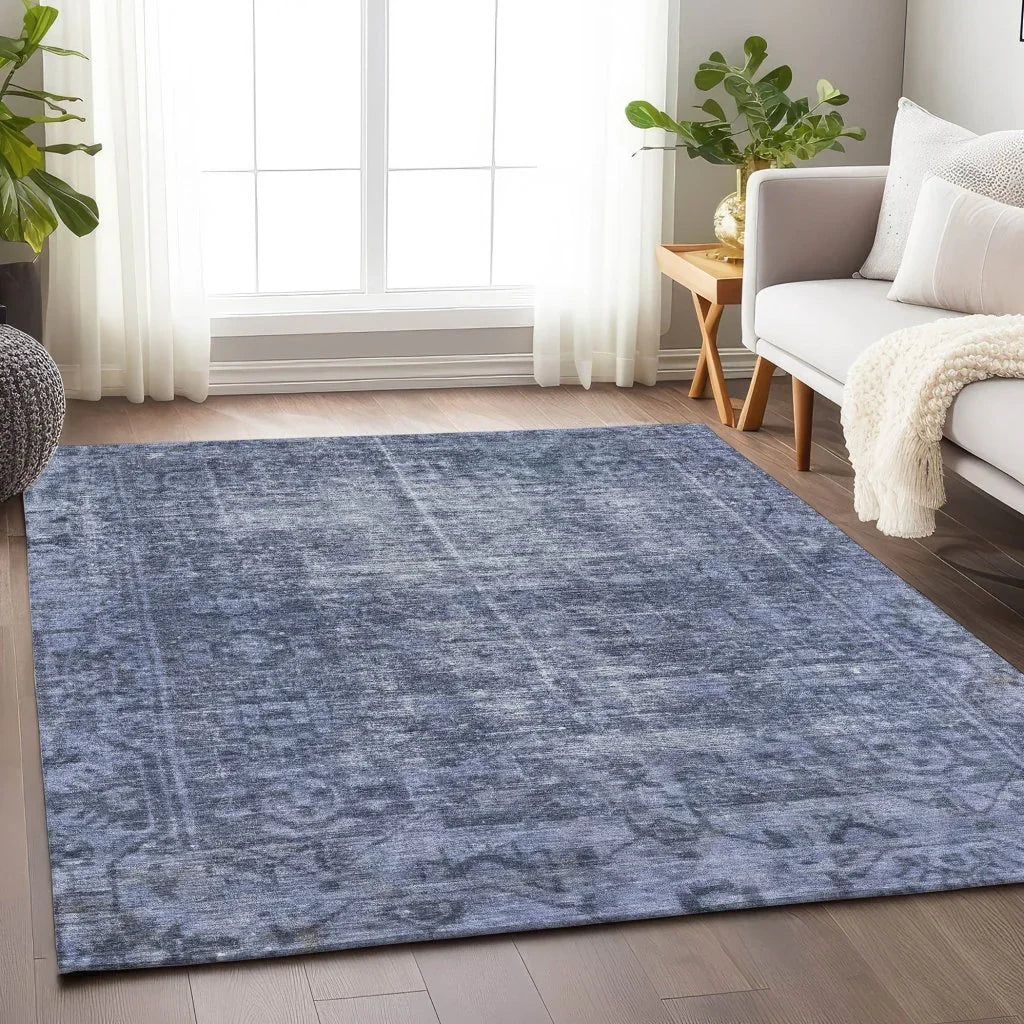 LOOMLAN Rugs Delaura Navy Washable Indoor-Outdoor Rug