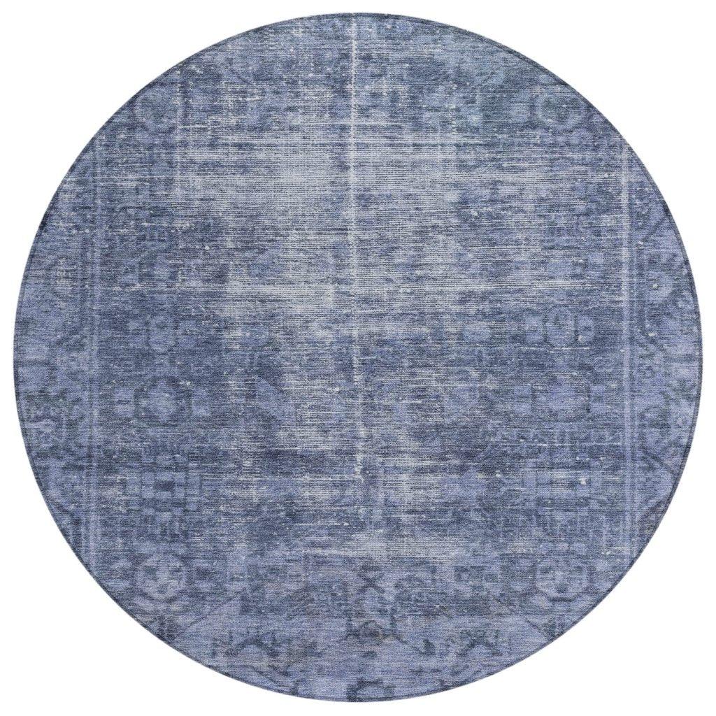 LOOMLAN Rugs Delaura Navy Washable Indoor-Outdoor Rug