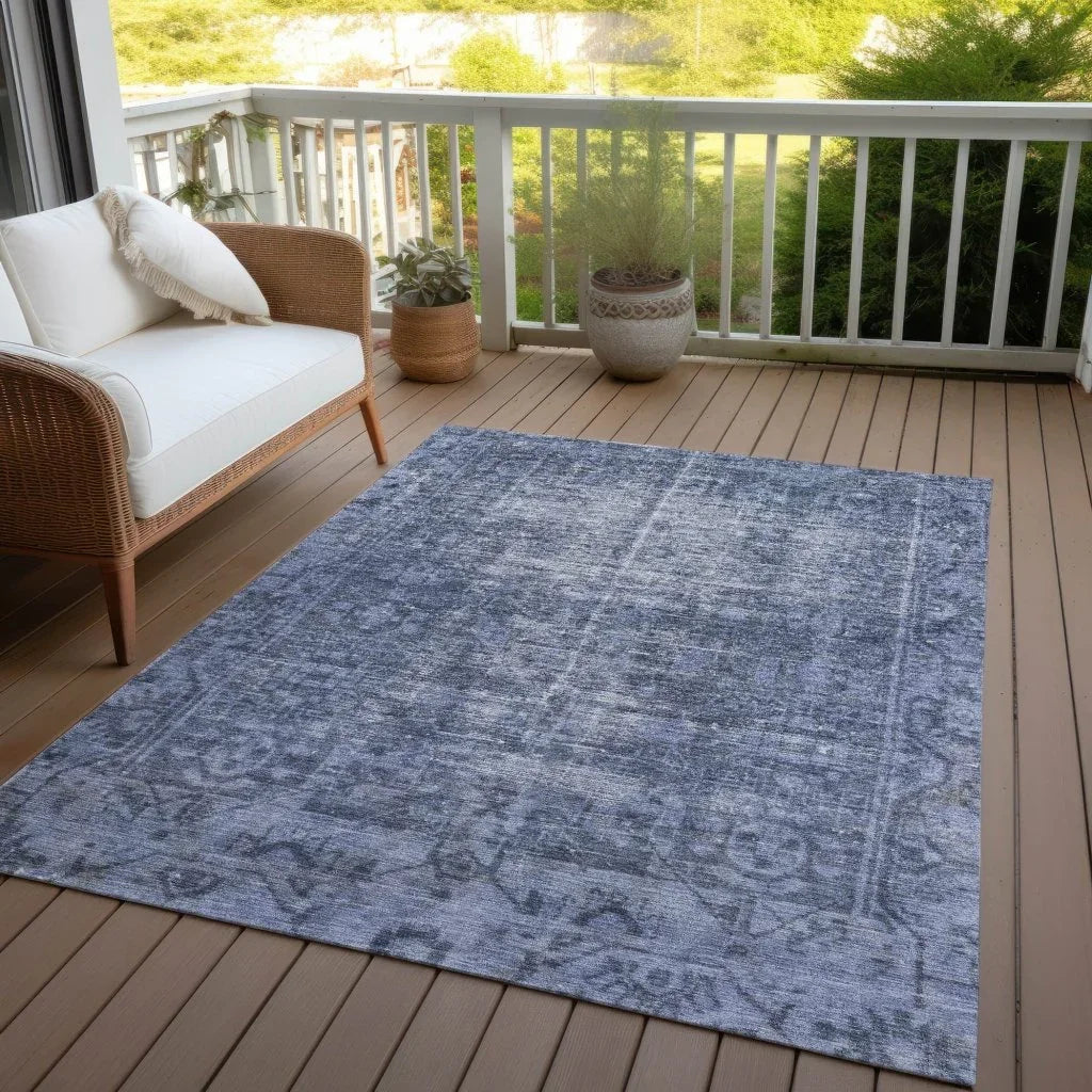 LOOMLAN Rugs Delaura Navy Washable Indoor-Outdoor Rug