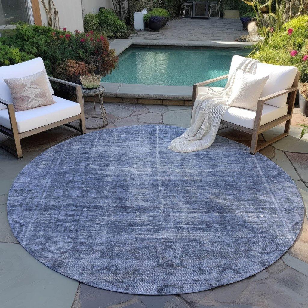 LOOMLAN Rugs Delaura Navy Washable Indoor-Outdoor Rug