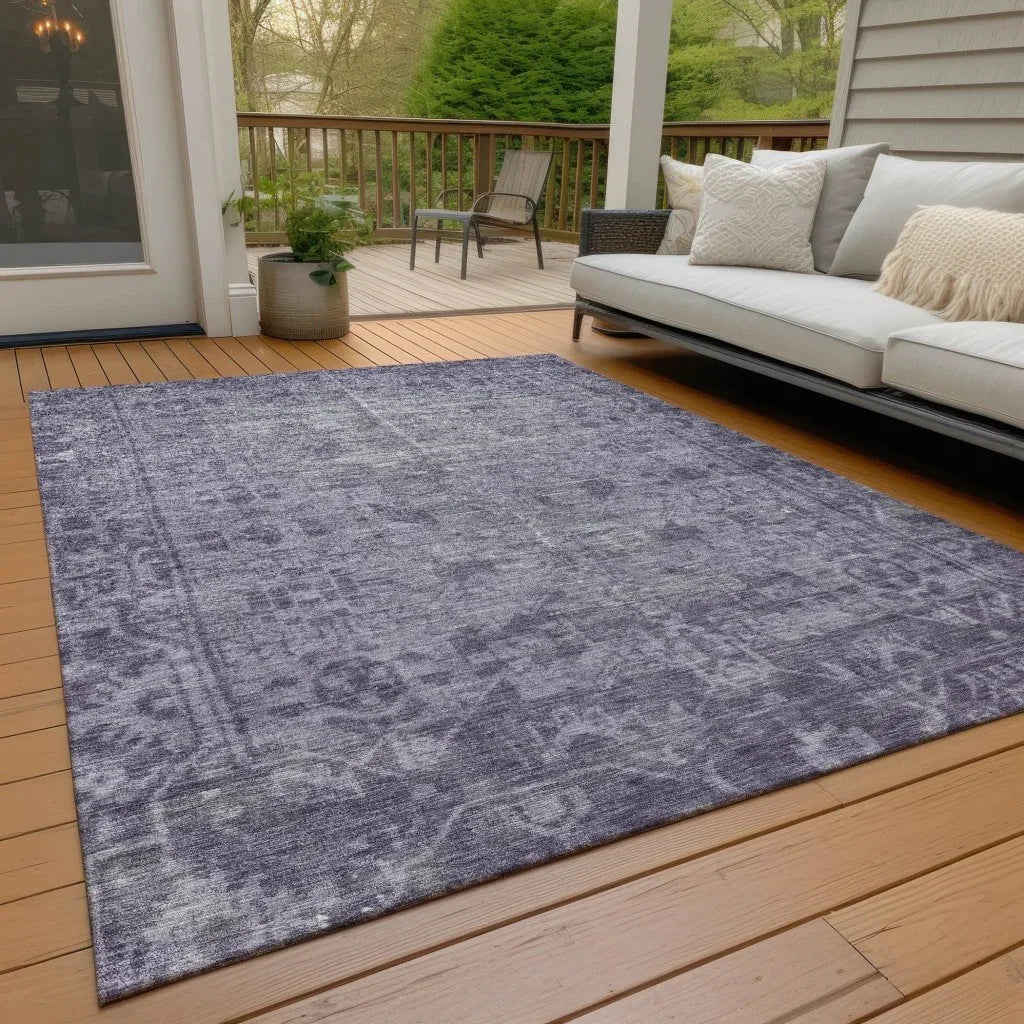 LOOMLAN Rugs Delaura Purple Washable Indoor-Outdoor Rug