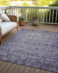 LOOMLAN Rugs Delaura Purple Washable Indoor-Outdoor Rug