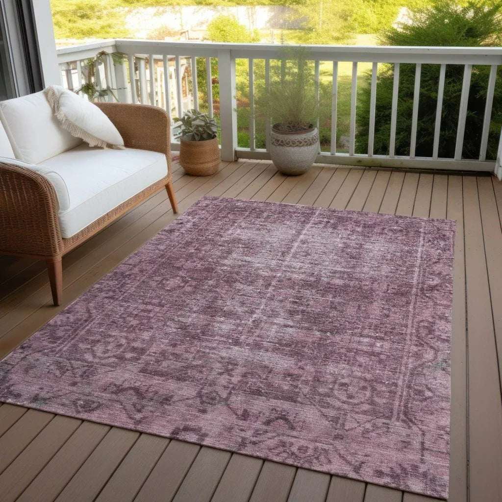 LOOMLAN Rugs Delaura Red Washable Indoor-Outdoor Rug