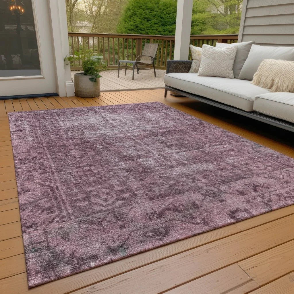 LOOMLAN Rugs Delaura Red Washable Indoor-Outdoor Rug