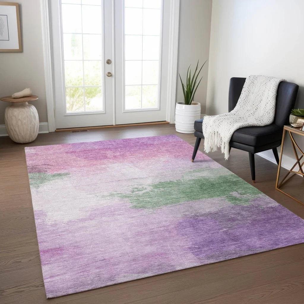 LOOMLAN Rugs Delisah Purple Washable Indoor-Outdoor Rug