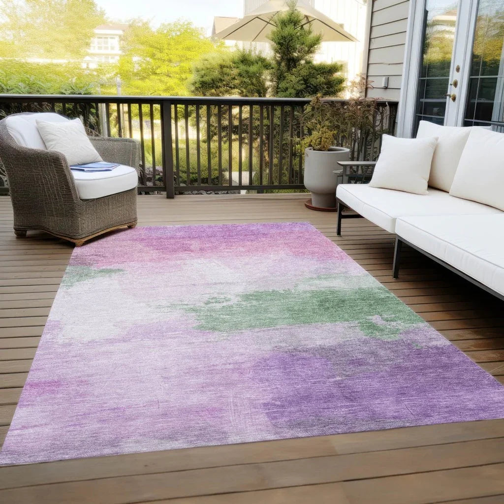 LOOMLAN Rugs Delisah Purple Washable Indoor-Outdoor Rug