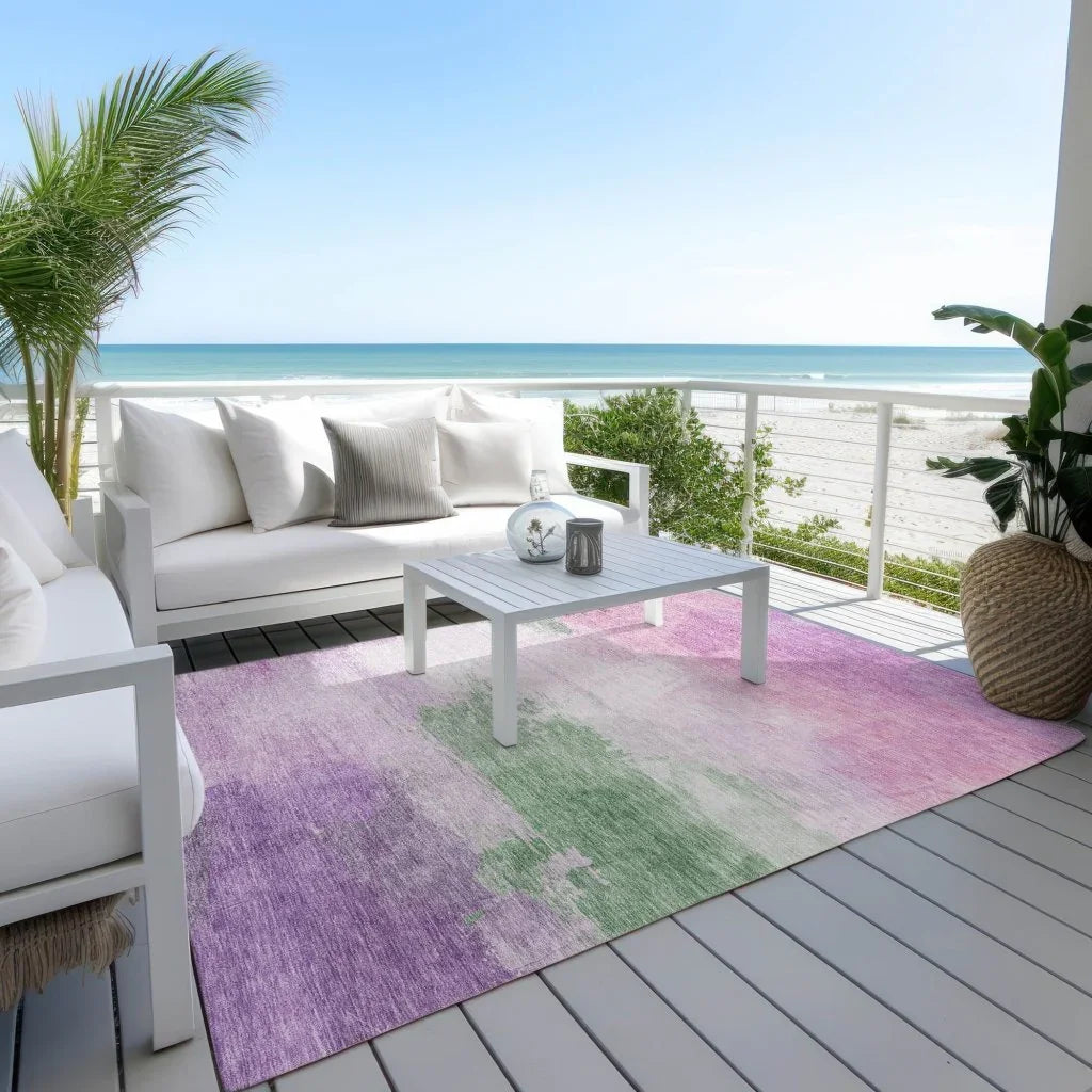 LOOMLAN Rugs Delisah Purple Washable Indoor-Outdoor Rug