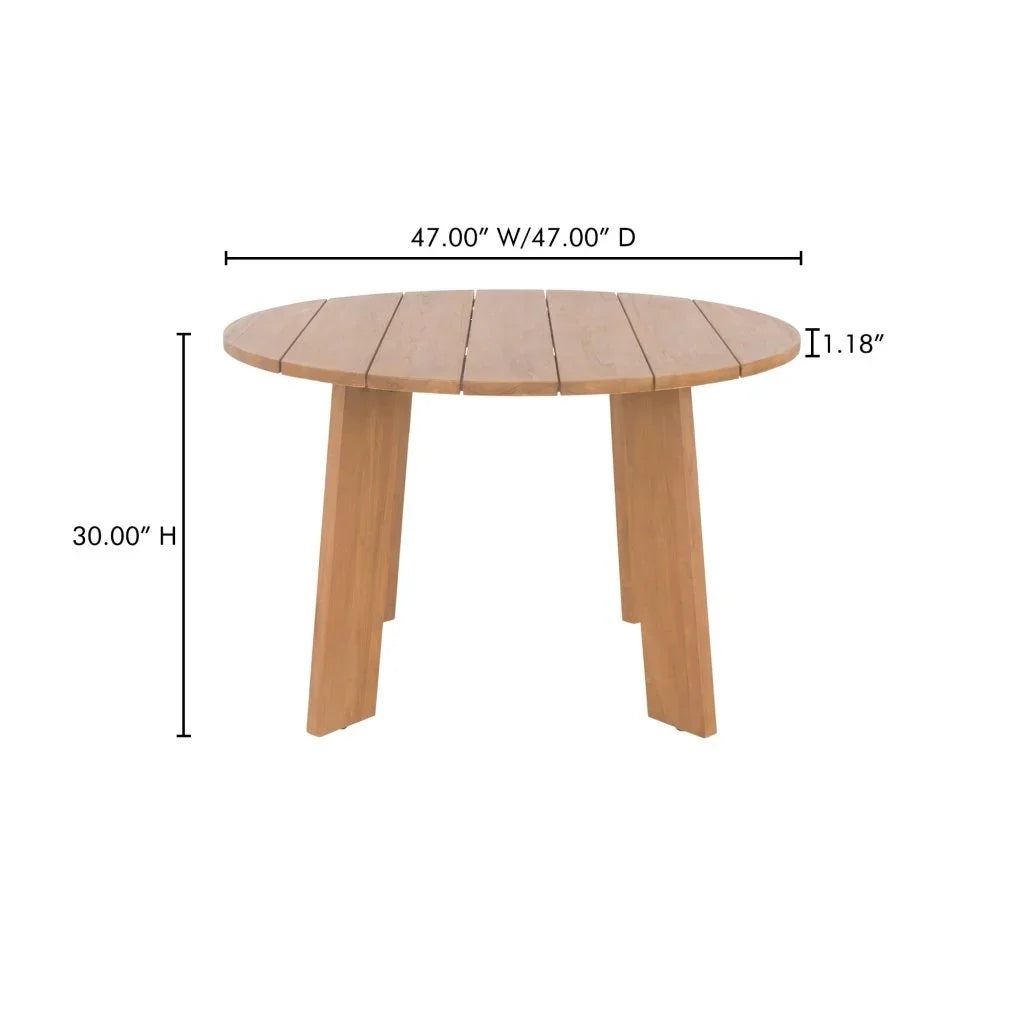 Delta Teak Round Outdoor Dining Table - LOOMLAN - Moe&#39;s Home - Outdoor Dining Tables