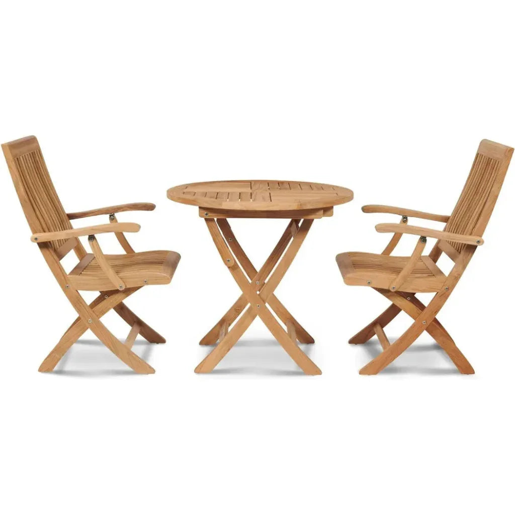 Devon 3PC Teak Folding Outdoor Bistro Set - LOOMLAN - HiTeak - Outdoor Bistro Sets