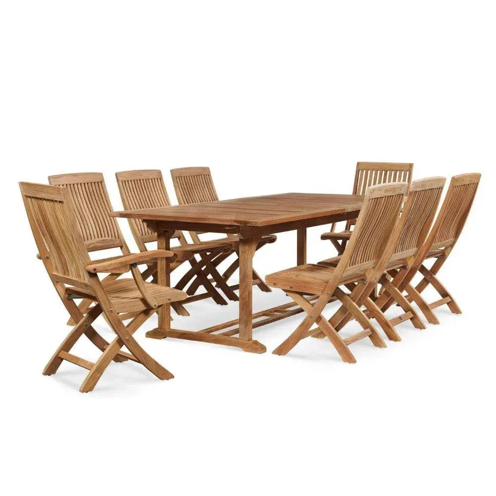 HiTeak Devon 9-PC Outdoor Dining Set Extendable Table