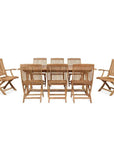 HiTeak Devon 9-PC Outdoor Dining Set Extendable Table