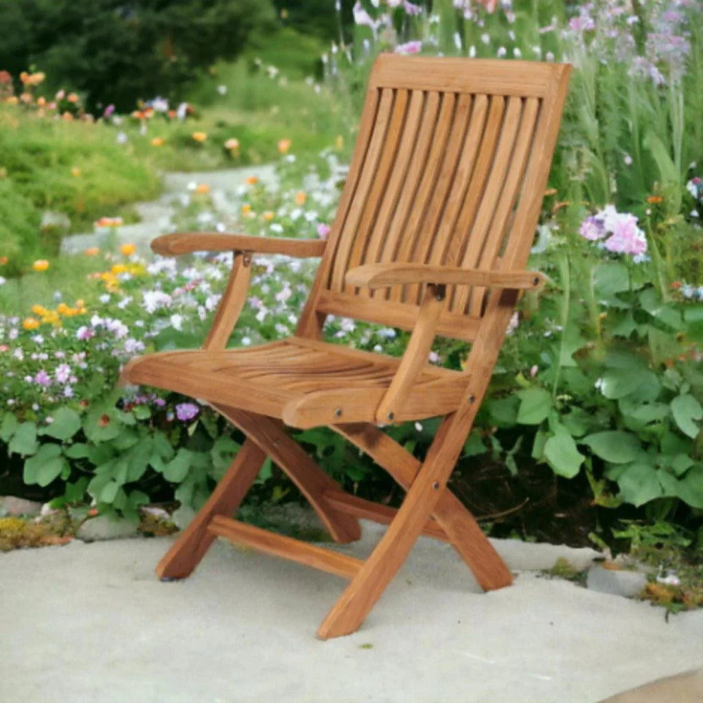 Devon Teak Folding Outdoor Armchair - LOOMLAN - HiTeak - Outdoor Lounge Chairs