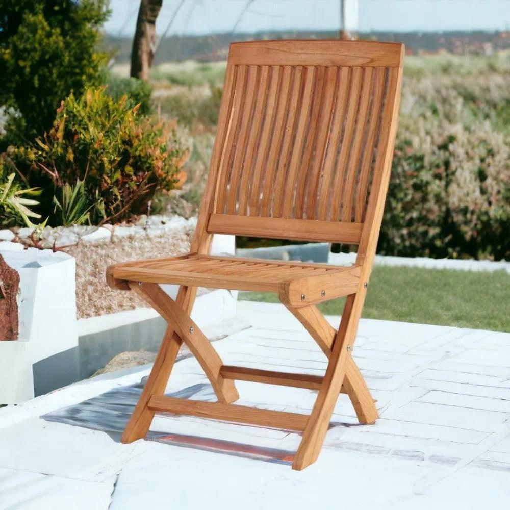 Devon Teak Folding Side Chair - LOOMLAN - HiTeak - Outdoor Lounge Chairs