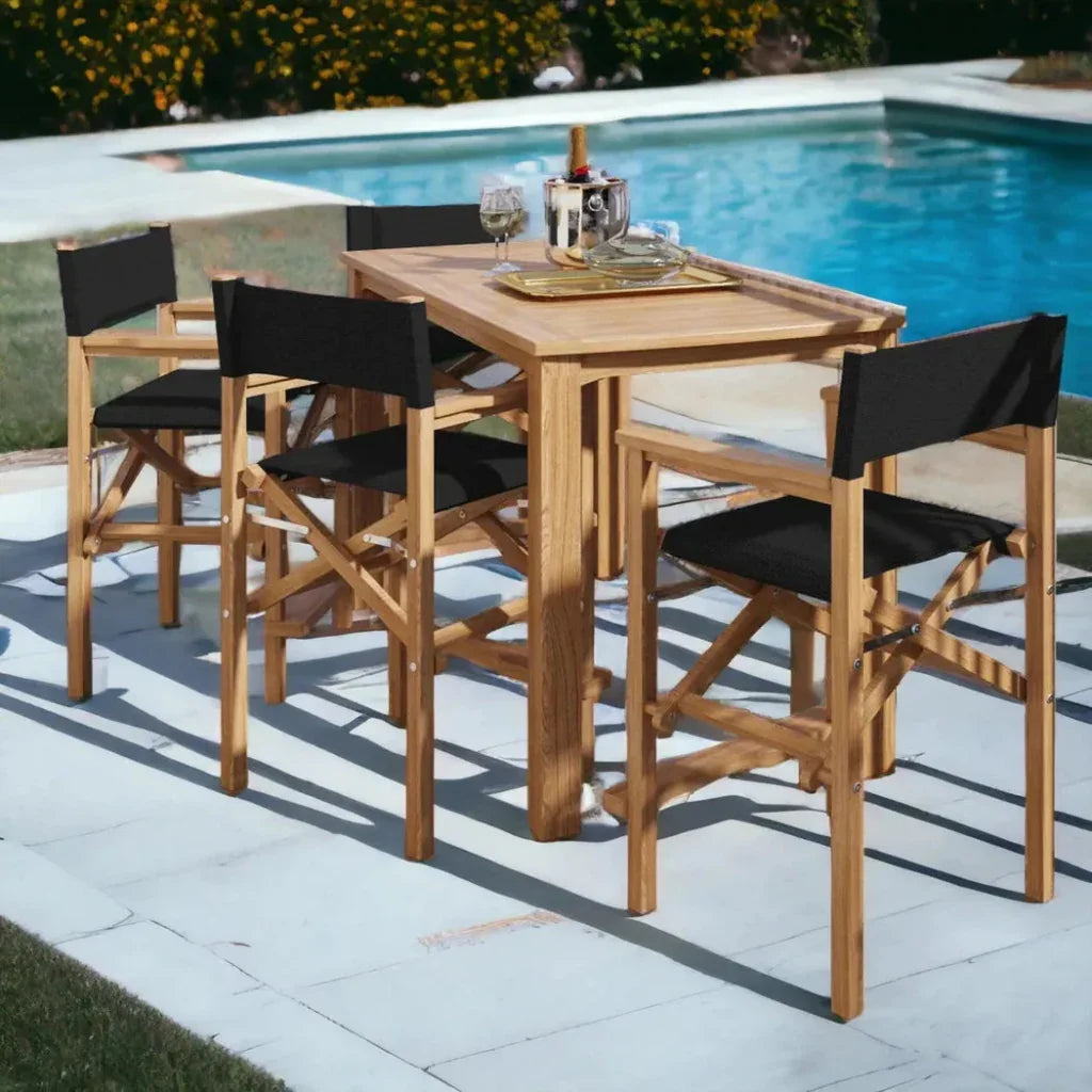 Director Teak Outdoor Counter Height Chair - LOOMLAN - HiTeak - Outdoor Counter Stools