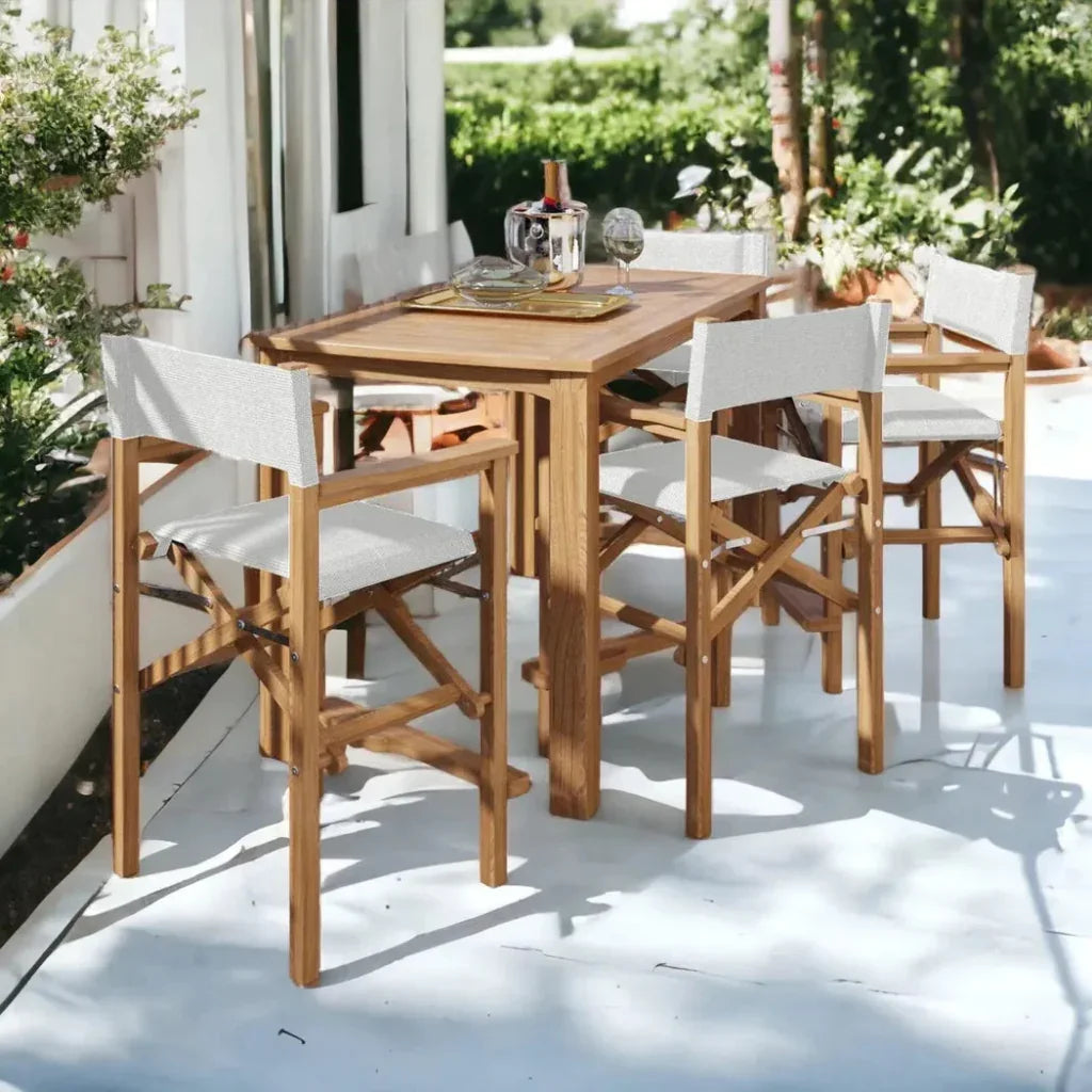 Director Teak Outdoor Counter Height Chair - LOOMLAN - HiTeak - Outdoor Counter Stools