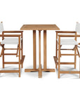 Director Teak Patio Square Bar Height Dining Set 3PC - LOOMLAN - HiTeak - Outdoor Dining Sets