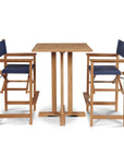 Director Teak Patio Square Bar Height Dining Set 3PC - LOOMLAN - HiTeak - Outdoor Dining Sets