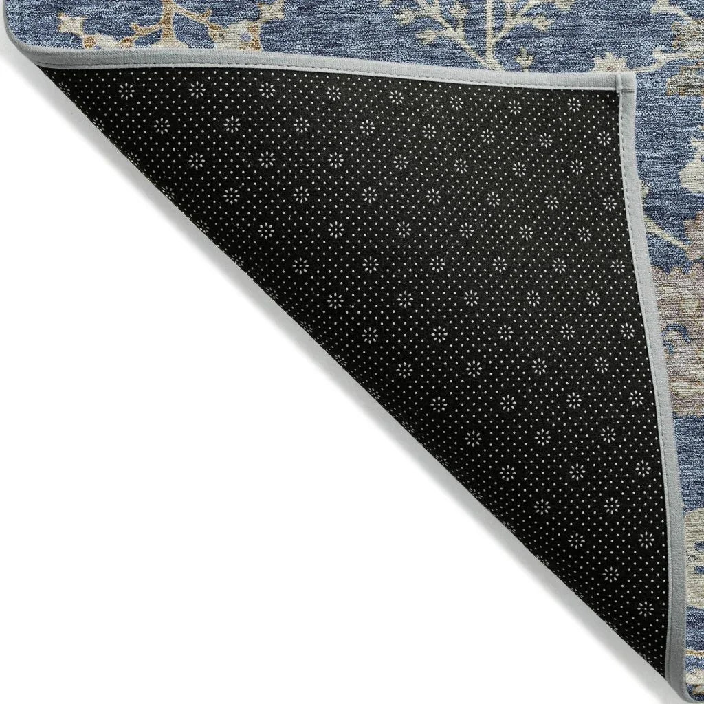 LOOMLAN Rugs Doris Blue Washable Indoor-Outdoor Rug