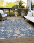 LOOMLAN Rugs Doris Blue Washable Indoor-Outdoor Rug