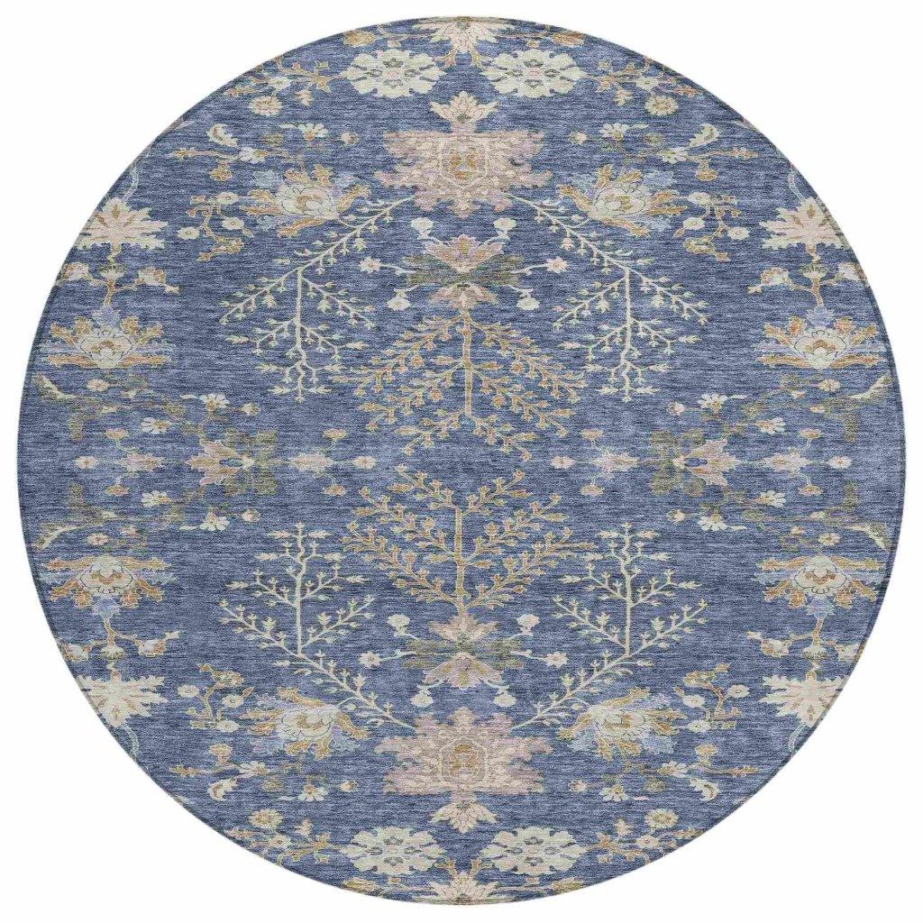 LOOMLAN Rugs Doris Blue Washable Indoor-Outdoor Rug