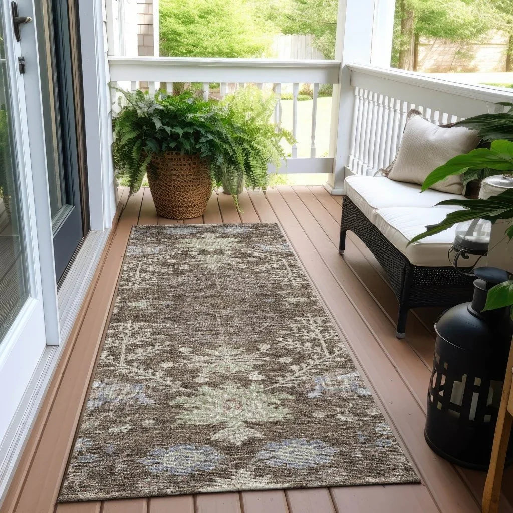 LOOMLAN Rugs Doris Brown Washable Indoor-Outdoor Rug