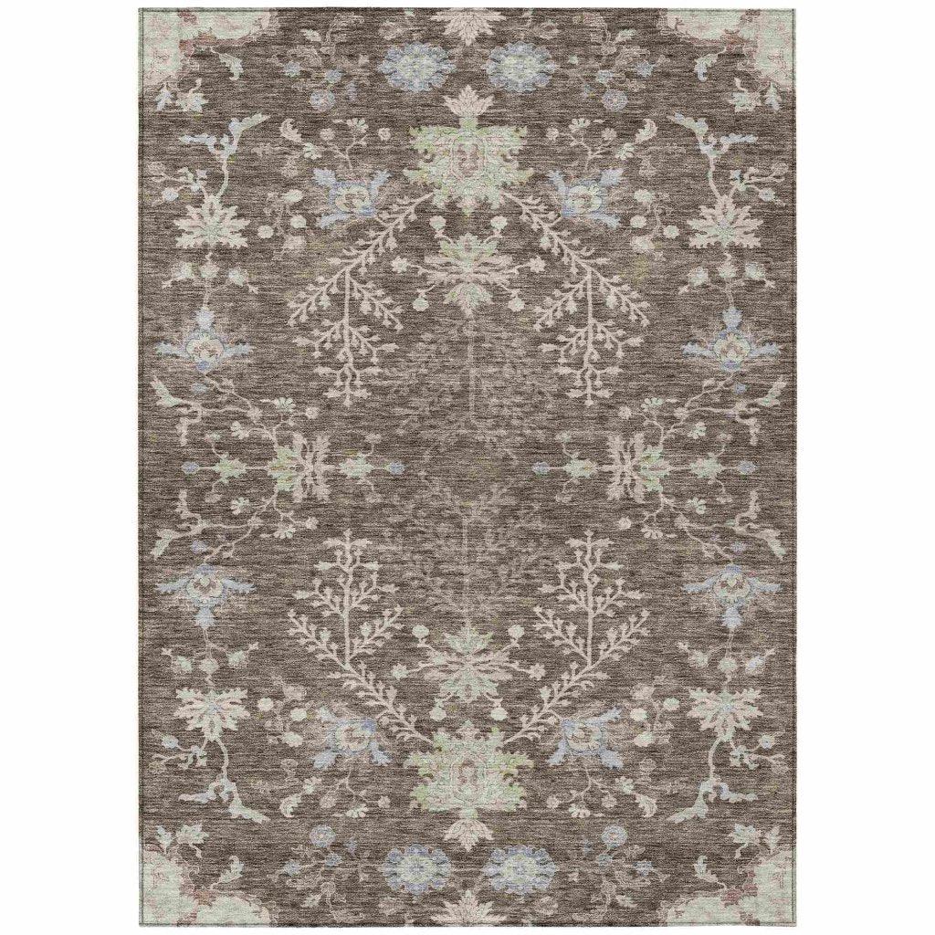 LOOMLAN Rugs Doris Brown Washable Indoor-Outdoor Rug