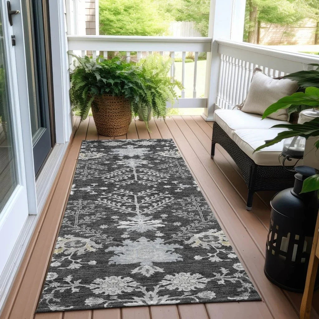 LOOMLAN Rugs Doris Charcoal Washable Indoor-Outdoor Rug