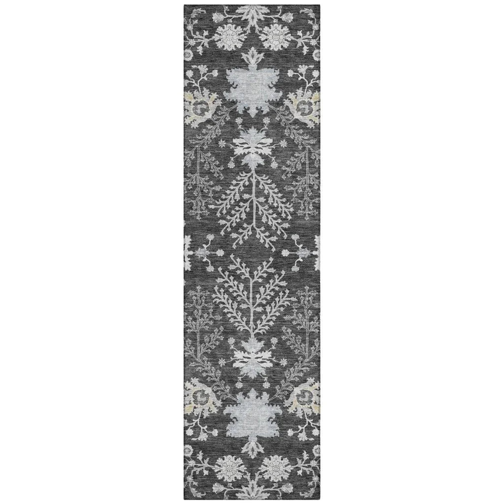 LOOMLAN Rugs Doris Charcoal Washable Indoor-Outdoor Rug