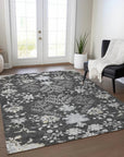 LOOMLAN Rugs Doris Charcoal Washable Indoor-Outdoor Rug