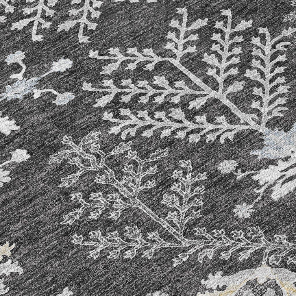 LOOMLAN Rugs Doris Charcoal Washable Indoor-Outdoor Rug
