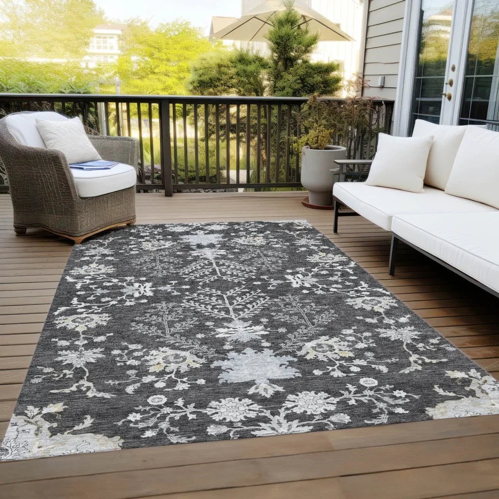 LOOMLAN Rugs Doris Charcoal Washable Indoor-Outdoor Rug