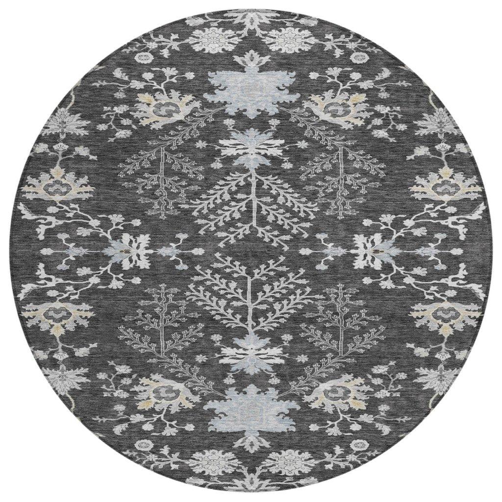 LOOMLAN Rugs Doris Charcoal Washable Indoor-Outdoor Rug
