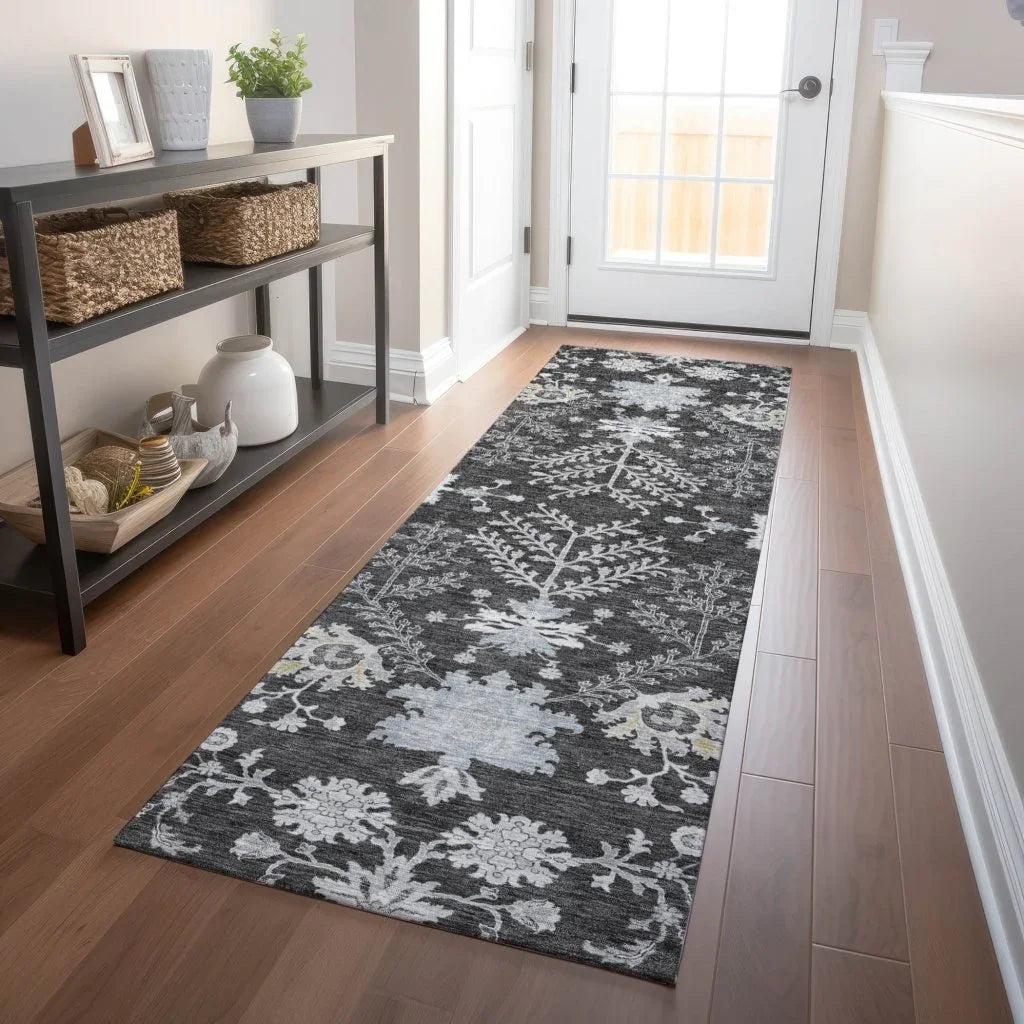 LOOMLAN Rugs Doris Charcoal Washable Indoor-Outdoor Rug
