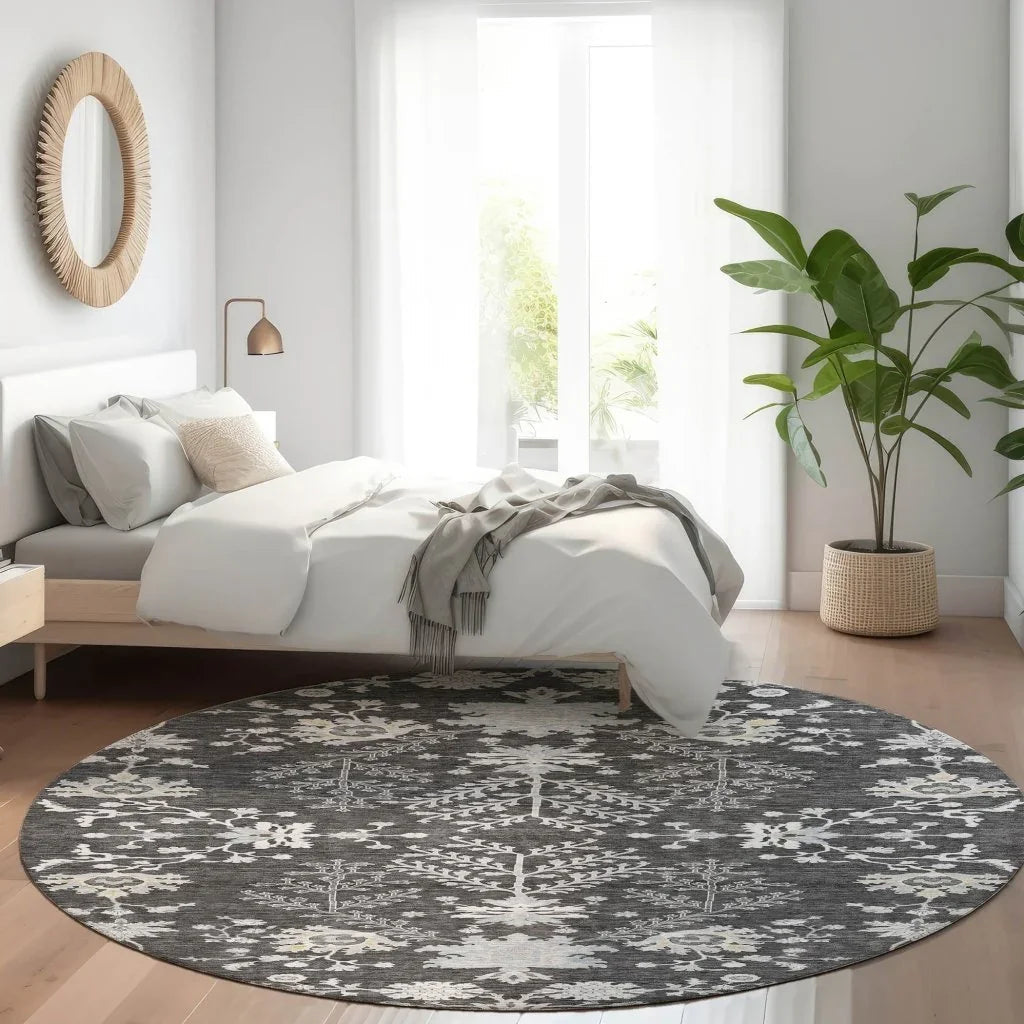 LOOMLAN Rugs Doris Charcoal Washable Indoor-Outdoor Rug