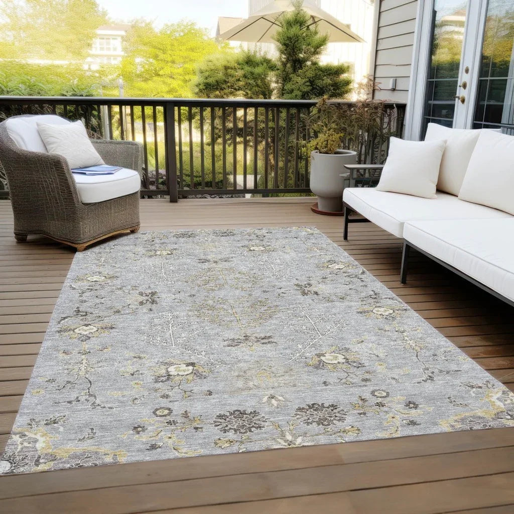 LOOMLAN Rugs Doris Gray Washable Indoor-Outdoor Rug