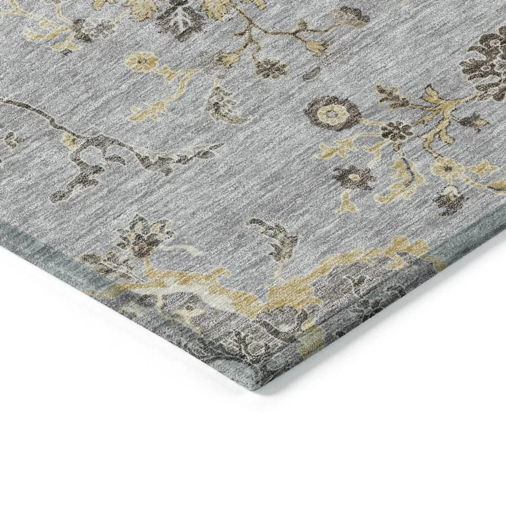 LOOMLAN Rugs Doris Gray Washable Indoor-Outdoor Rug