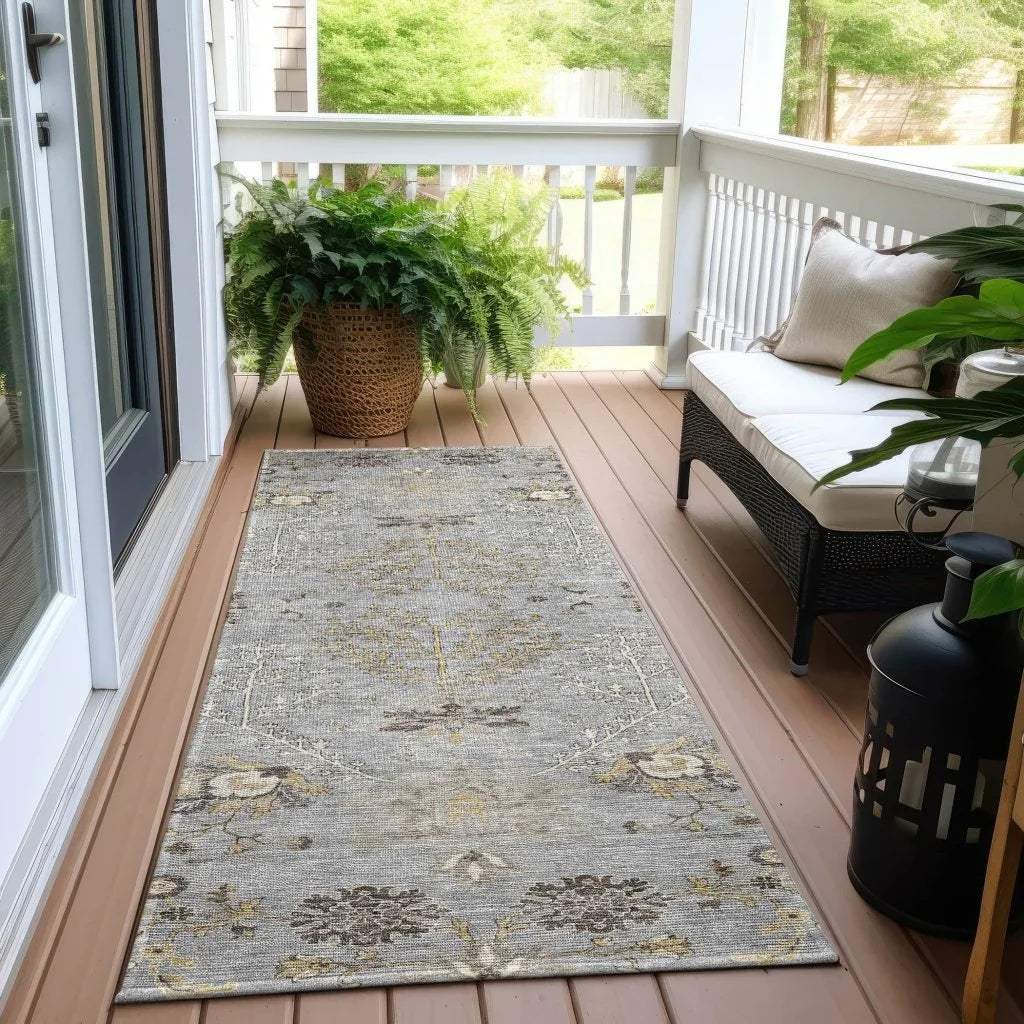 LOOMLAN Rugs Doris Gray Washable Indoor-Outdoor Rug
