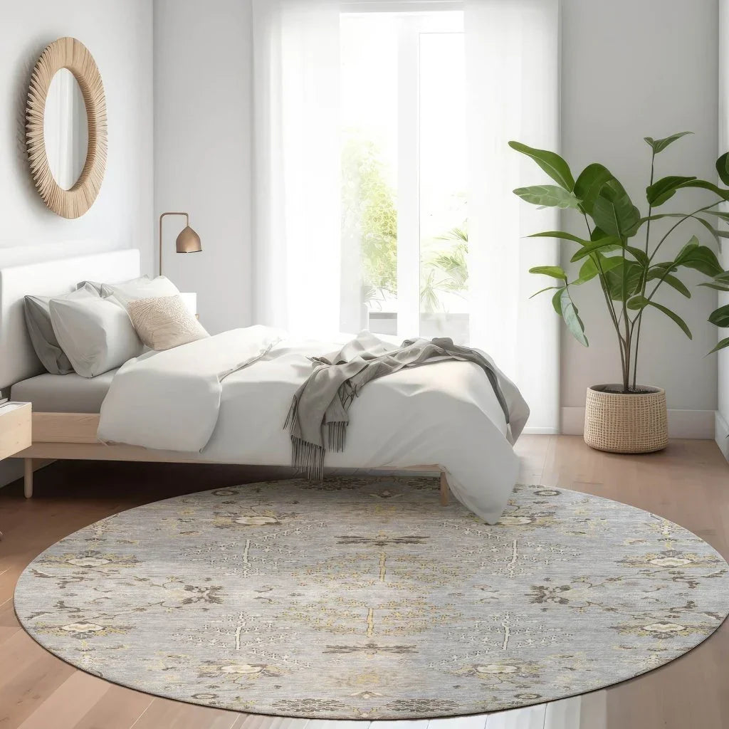 LOOMLAN Rugs Doris Gray Washable Indoor-Outdoor Rug