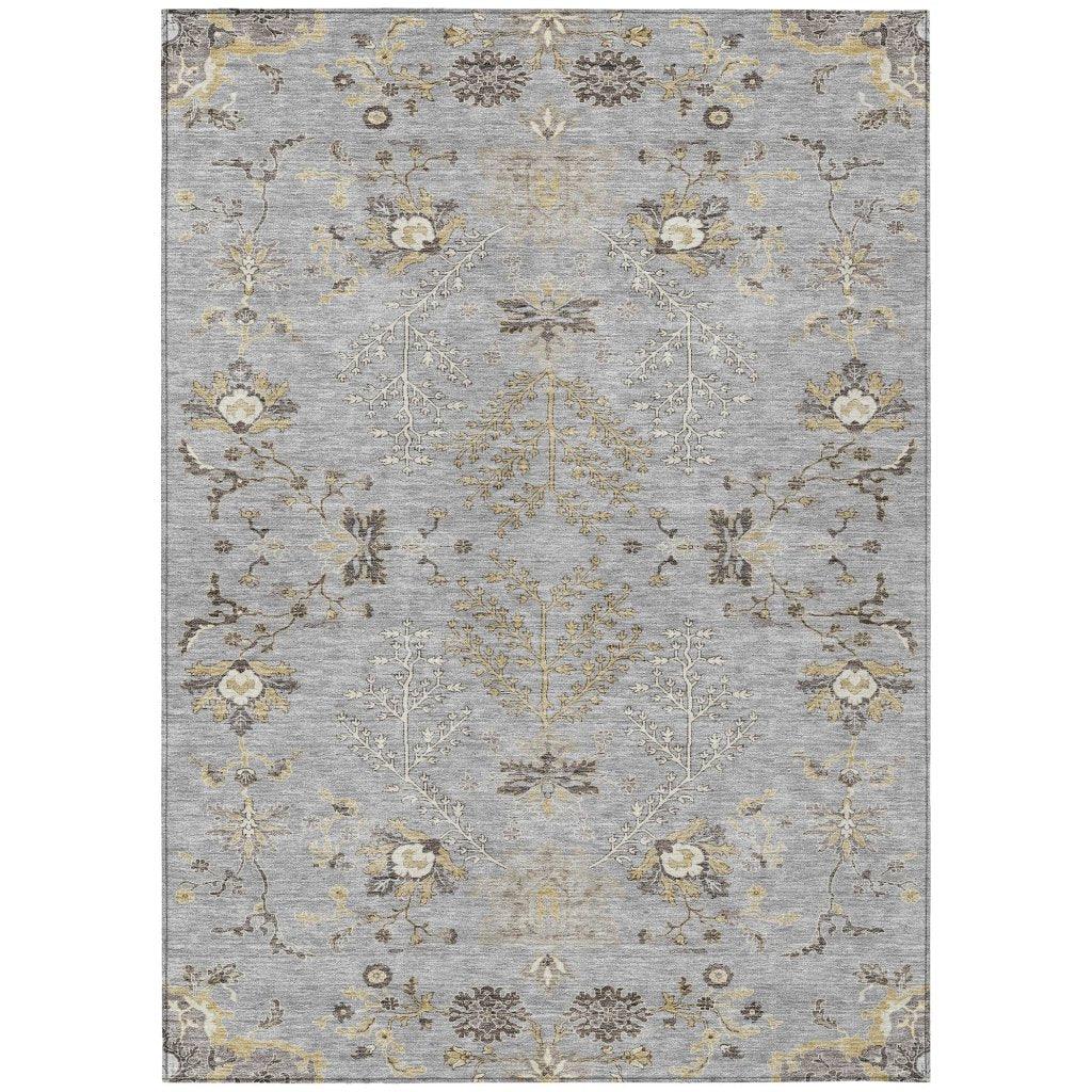 LOOMLAN Rugs Doris Gray Washable Indoor-Outdoor Rug