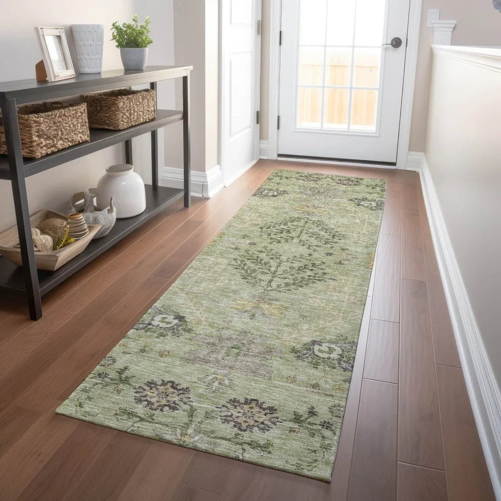 LOOMLAN Rugs Doris Green Washable Indoor-Outdoor Rug
