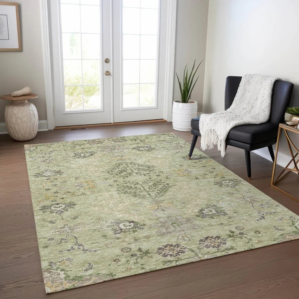 LOOMLAN Rugs Doris Green Washable Indoor-Outdoor Rug