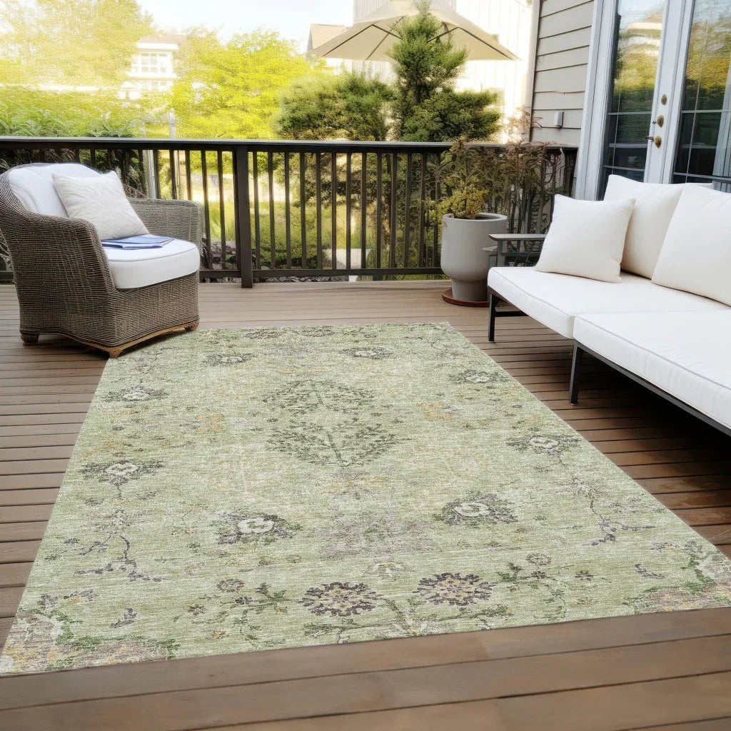 LOOMLAN Rugs Doris Green Washable Indoor-Outdoor Rug