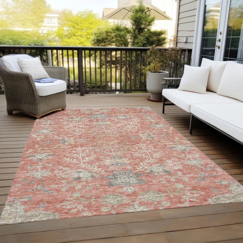 LOOMLAN Rugs Doris Orange Washable Indoor-Outdoor Rug