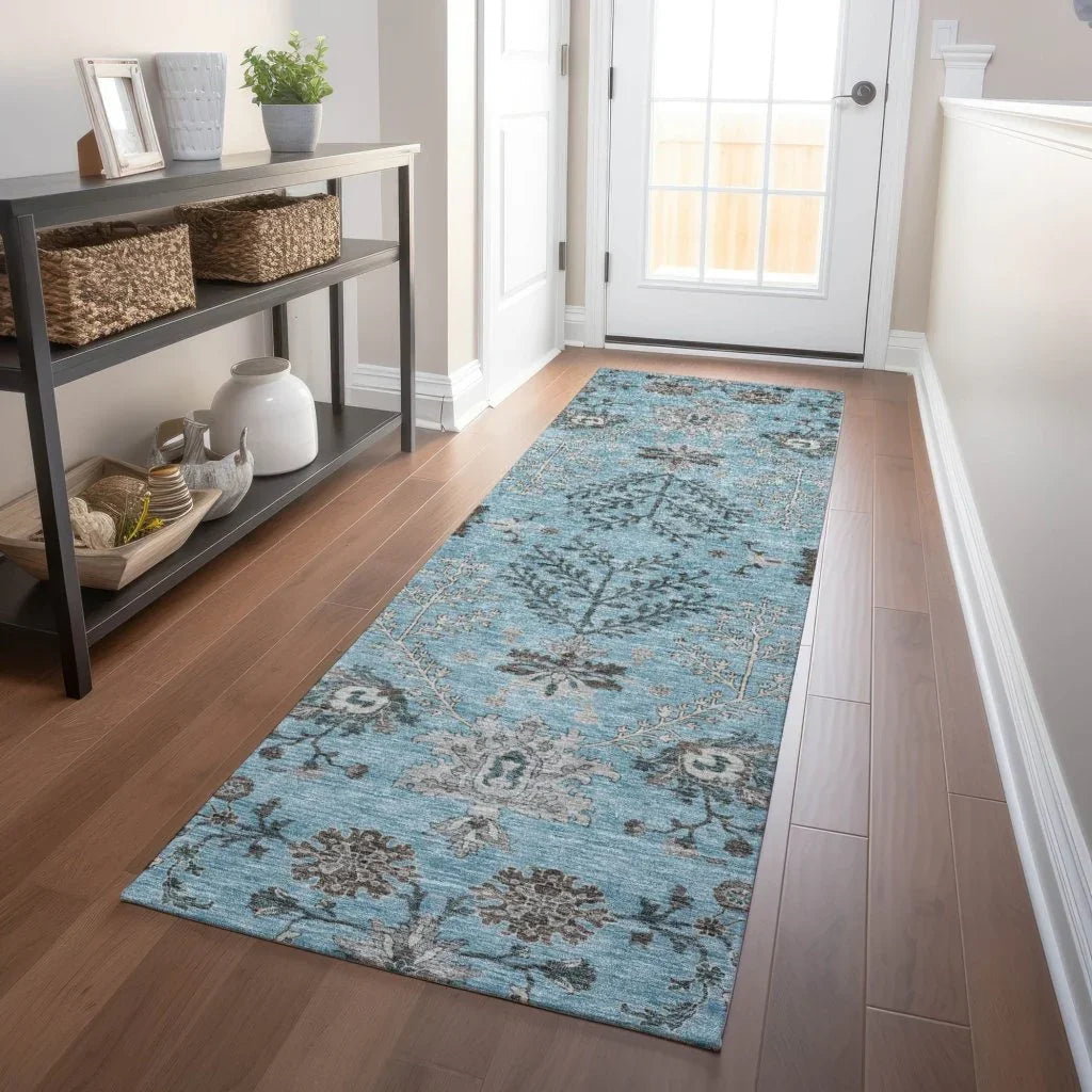LOOMLAN Rugs Doris Sky Washable Indoor-Outdoor Rug