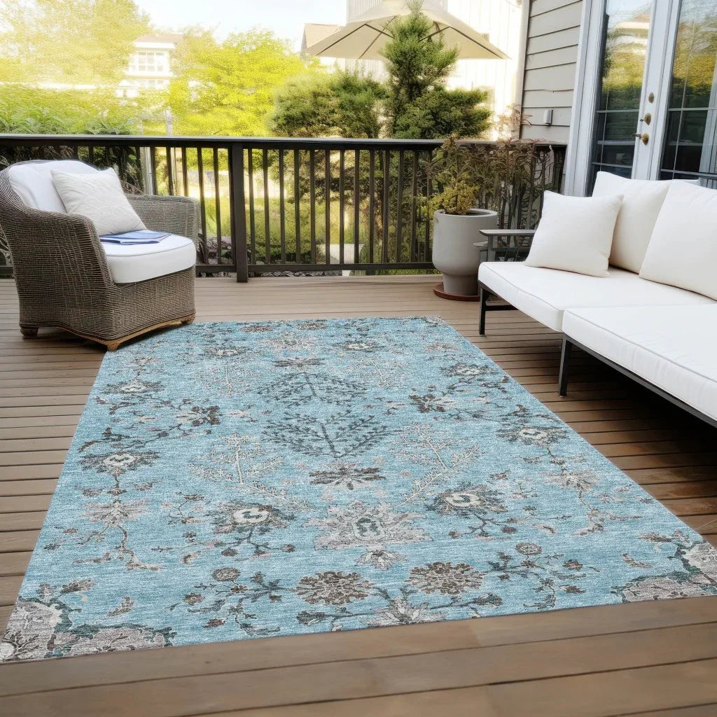 LOOMLAN Rugs Doris Sky Washable Indoor-Outdoor Rug