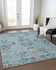 LOOMLAN Rugs Doris Sky Washable Indoor-Outdoor Rug